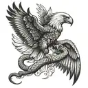 fierce eagle catching snake tattoo design idea