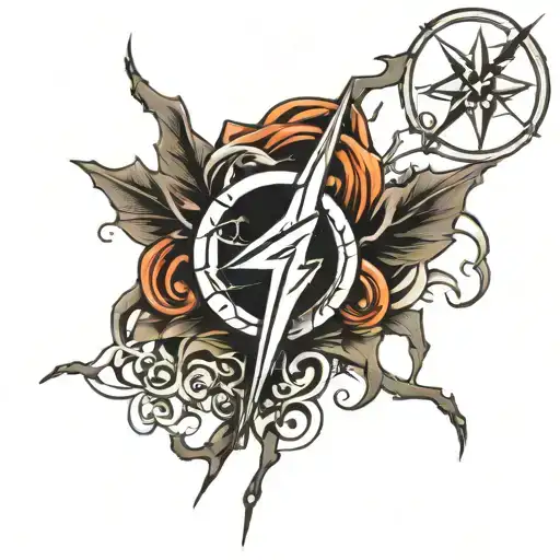 simple Gothic lightning black and white tattoo tattoo design idea