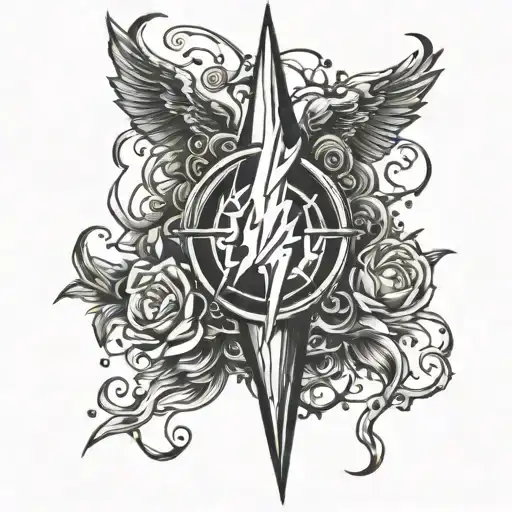 Gothic lightning black and white tattoo tattoo design idea