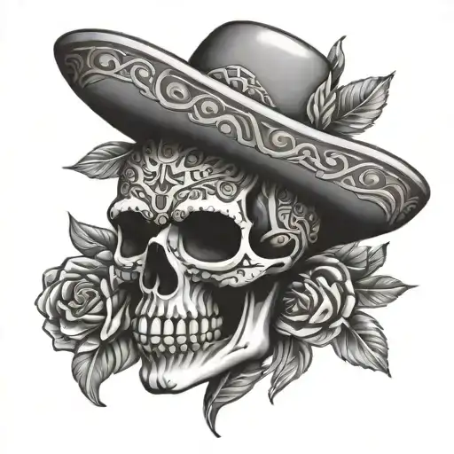 mexican culture and skull tattoo design idea