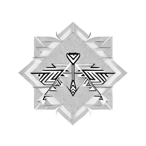 geometric tribal native American arrow tattoo design idea