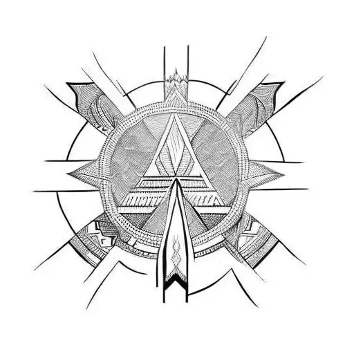 geometric tribal native American arrow tattoo design idea