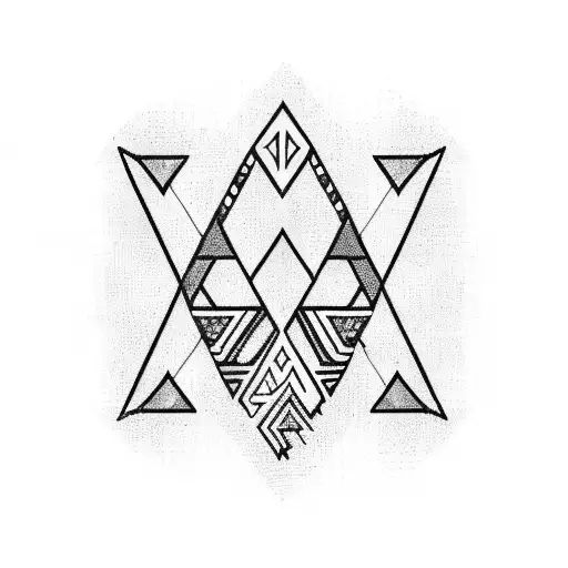 geometric tribal native American arrow tattoo design idea