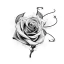 a rose vine with barbed wire going down the arm tattoo design idea