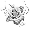 a rose vine with barbed wire going down the arm tattoo design idea