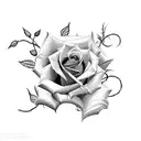 a rose vine with barbed wire going down the arm tattoo design idea