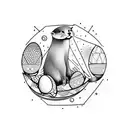 otter with egg tattoo design idea
