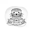 otter with egg tattoo design idea