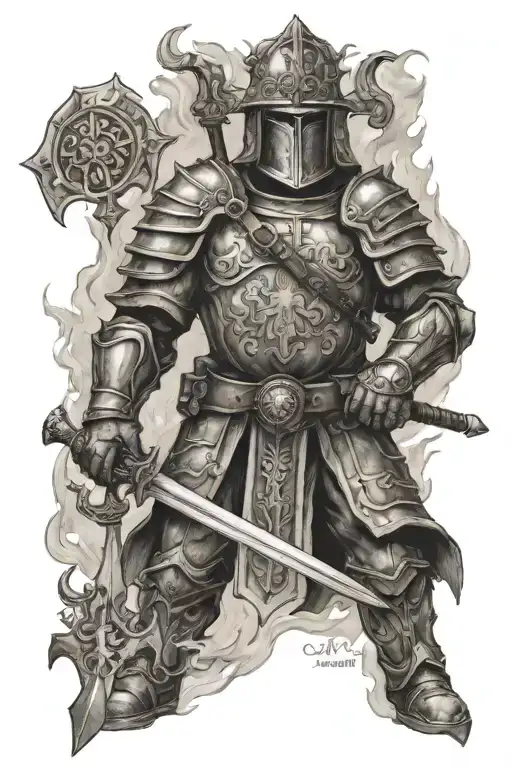 holy patron saint florian cross bushfire fighter tattoo design idea