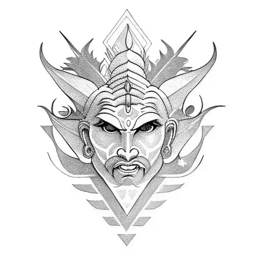 water okra devil angel mountains shiva  tattoo design idea