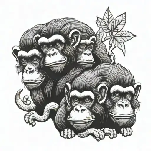 3 wise monkeys tattoo design idea