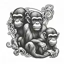 3 wise monkeys tattoo design idea
