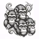 3 wise monkeys tattoo design idea