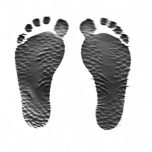 a pair of footprints on a black background tattoo design idea