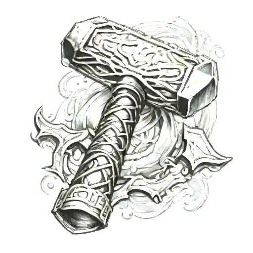 Thor hammer tattoo design idea