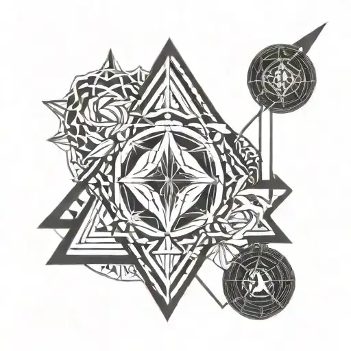 lilith goddes spiritual geometric line with sigil on it tattoo design idea