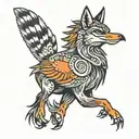 horse, roadrunner, coyote howling tattoo design idea