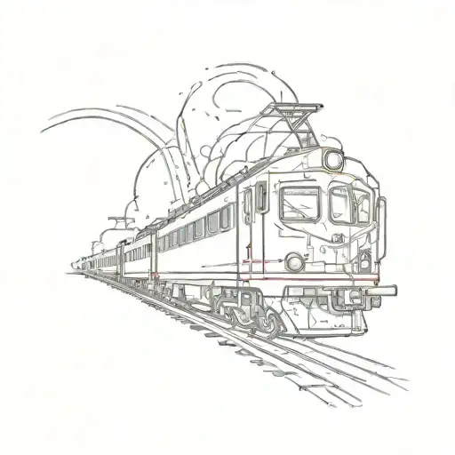 a train in space tattoo design idea