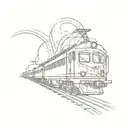 a train in space tattoo design idea