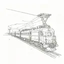 a train in space tattoo design idea
