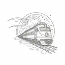 a train in space tattoo design idea