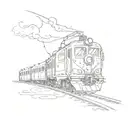 a train in space tattoo design idea