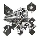 a train in space tattoo design idea