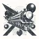 a train in space tattoo design idea