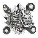 a train in space tattoo design idea