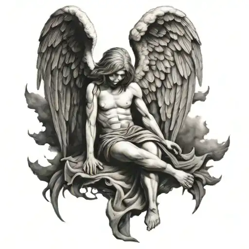 A tattoo of a fallen angel  tattoo design idea