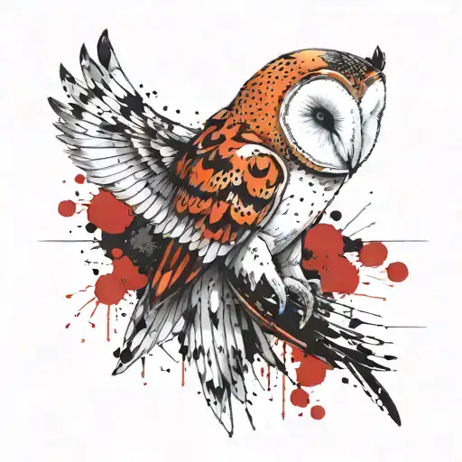 barn owl koi carp fish transforming tattoo design idea