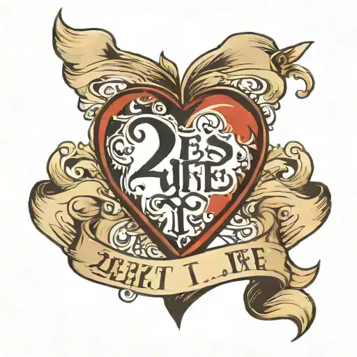 heart with banner that says 25 to life tattoo design idea