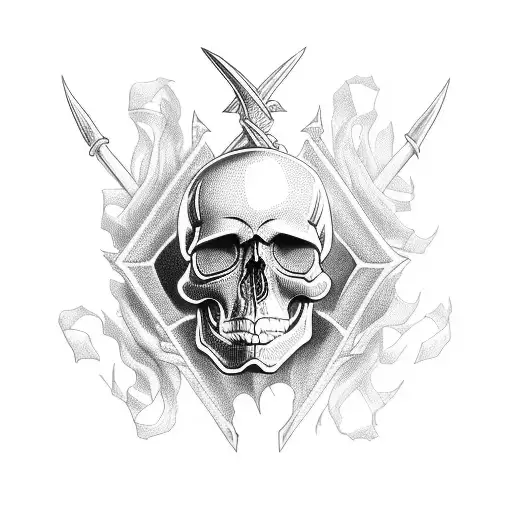 skull and dagger tattoo design idea