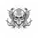 skull and dagger tattoo design idea