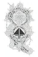 cybernetic tattoo sleeve in black and white involves blending futuristic, mechanical elements  tattoo design idea