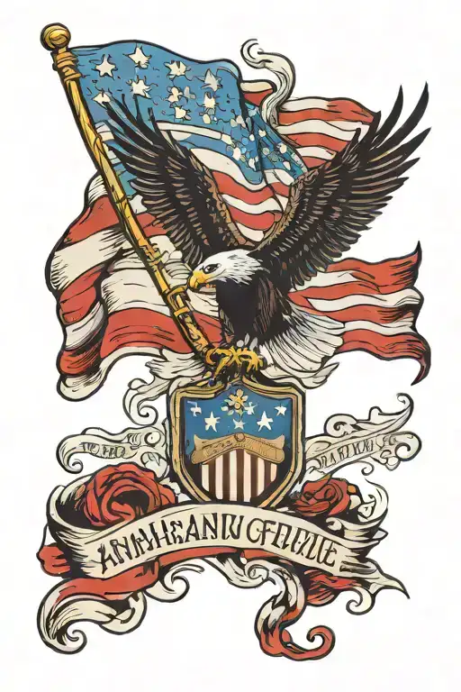 american flag with eagle and commandment hand tattoo tattoo design idea