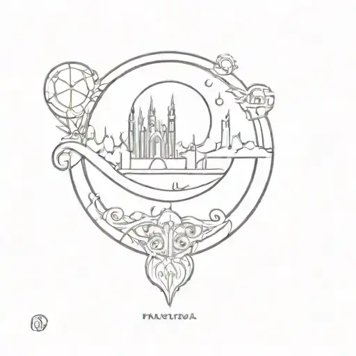 An abstract tattoo design combining the Barcelona logo with elements of Persian architecture from Persepolis tattoo design idea