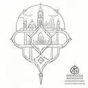 An abstract tattoo design combining the Barcelona logo with elements of Persian architecture from Persepolis tattoo design idea