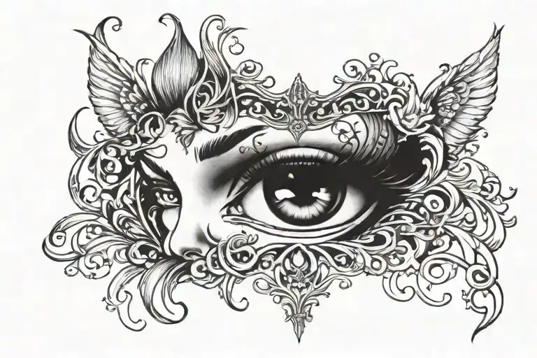 name of girl face tattoo design idea
