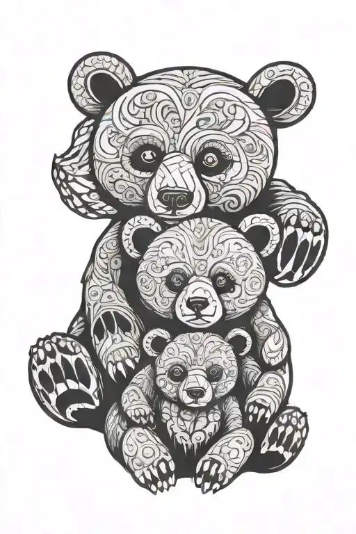 mamma and baby bear tattoo design idea