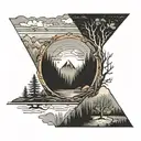 two superimposed landscapes, separated by a central horizon line. The bottom = the trials, and the top = resilience. tattoo design idea