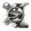 two superimposed landscapes, separated by a central horizon line. The bottom = the trials, and the top = resilience. tattoo design idea