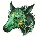 Kelpie irish mythological creature seafoam green tattoo design idea