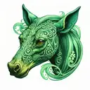 Kelpie irish mythological creature seafoam green tattoo design idea