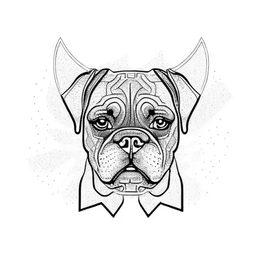 Silhouette of a boxer dog with swirly interior tattoo design idea