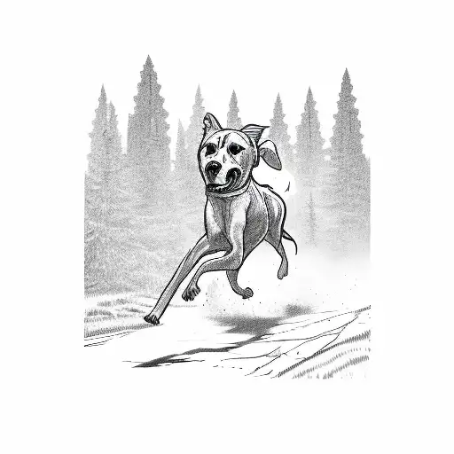 A sketch of Sadie running through the forests of Flagstaff tattoo design idea