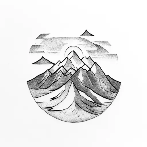 An artist's hand holding a paintbrush with a silhouette of Flagstaff's mountains in the background tattoo design idea