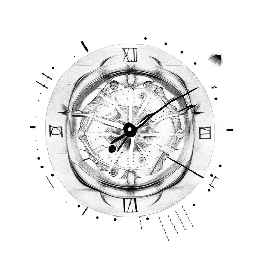 Cracked clock with rose tattoo design idea
