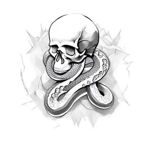 Skull and snake tattoo design idea