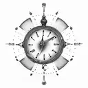 Cracked clock with rose tattoo design idea